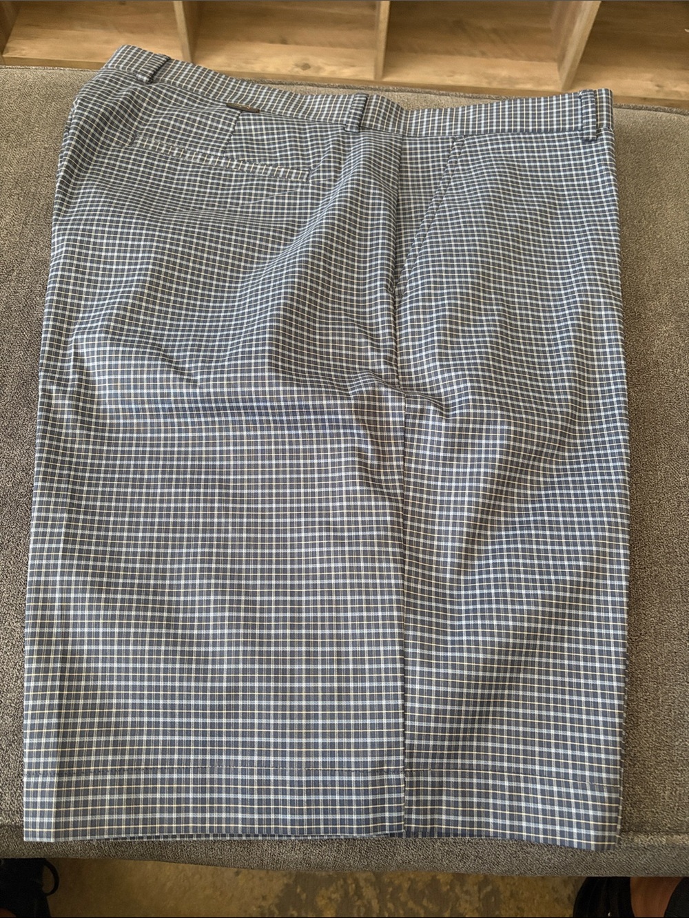 Greg Norman Collection Blue and White Check Golf Shorts